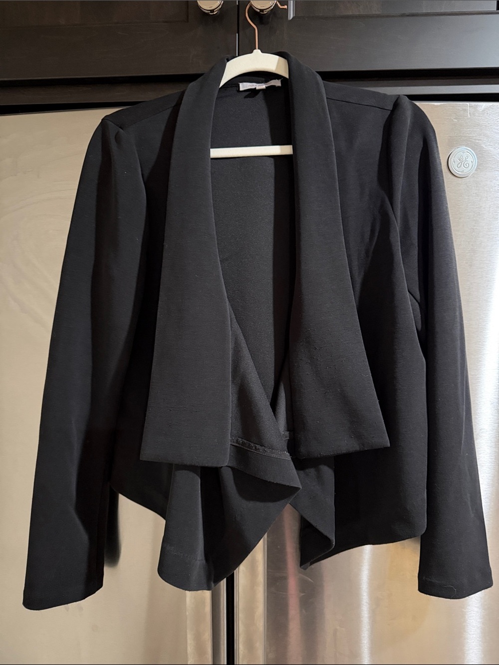 Skies Are Blue Black Draped Open-Front Cardigan